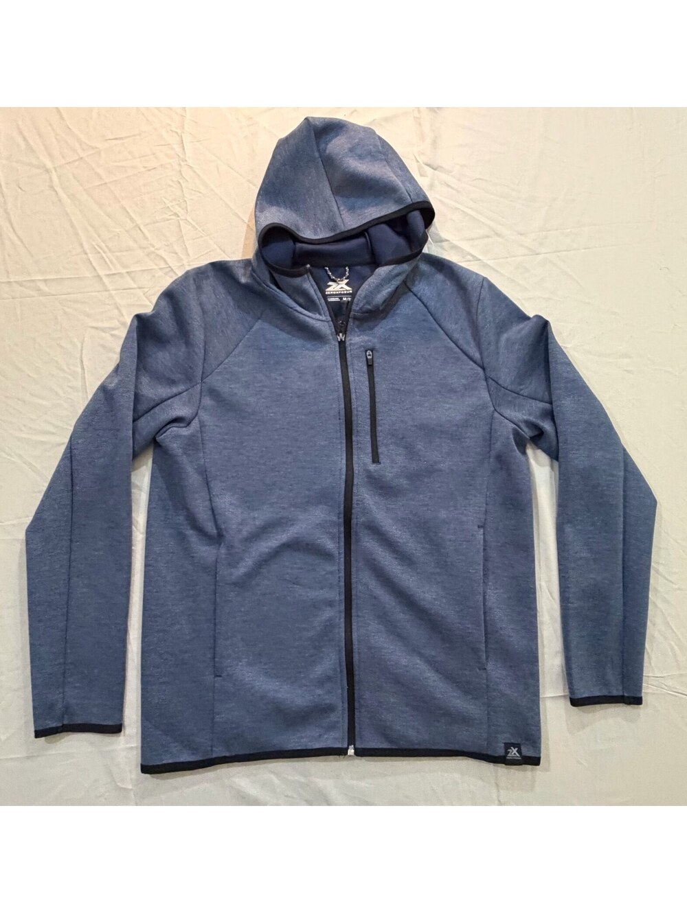 ZeroXposur Women’s M Blue Heather Full Zip Hooded Jacket Zip Pockets